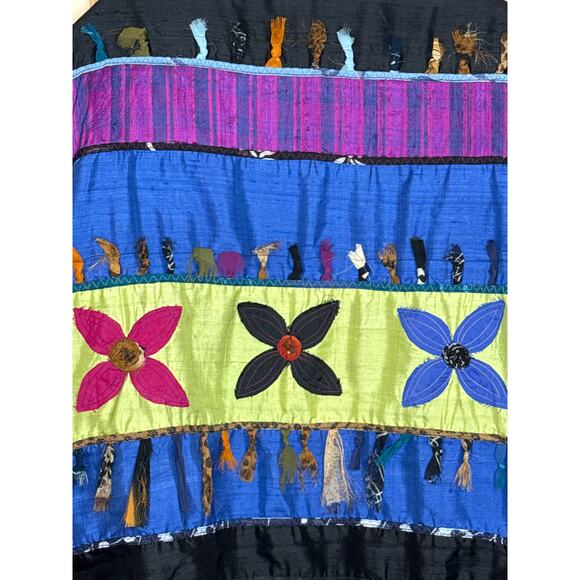 Allure Vintage Rare Unique Silk Jacket Frayed Ribbon Accents Detail Size 2X - Picture 7 of 8